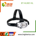 Fuente de fábrica OEM ABS Material Precio barato 3 * aaa batería operado Emergencia 8 llevó la luz principal Headlamp camping con la correa principal